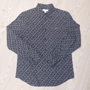 Calvin Klein Men's Button Down Dress Shirt Floral Pattern, Med